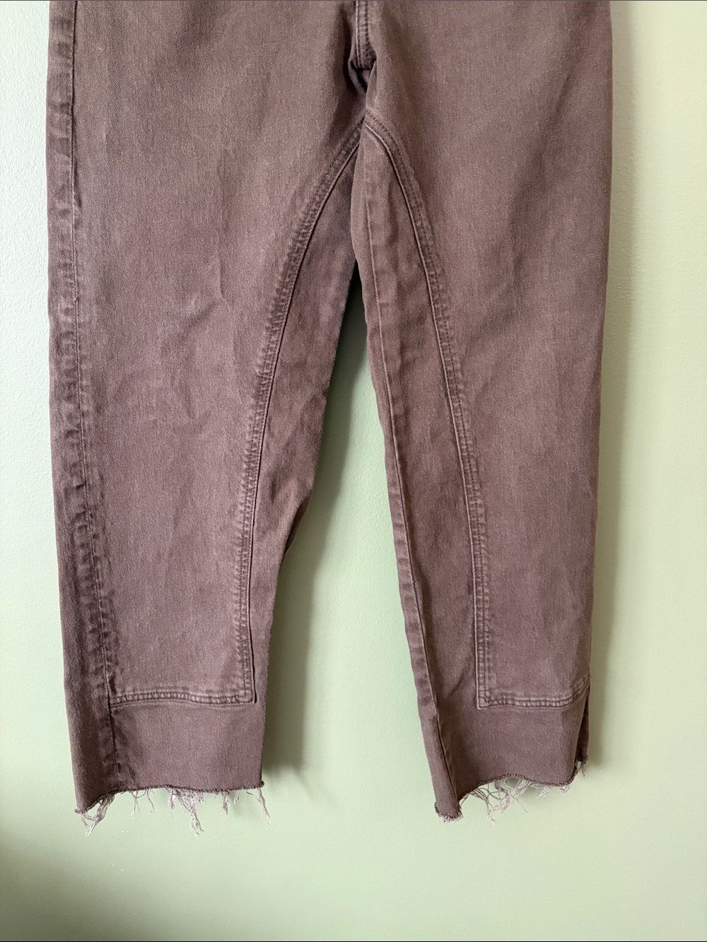 We The Free Risk Taker Straight Pant In Workwear Brown Jeans Raw Hem Sz 28 - Picture 5 of 11
